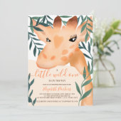 Cute oerwoud safari giraffe waterverf baby shower kaart (Staand voorkant)