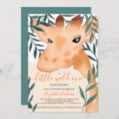 Cute oerwoud safari giraffe waterverf baby shower kaart (Voorkant / Achterkant)