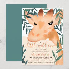 Cute oerwoud safari giraffe waterverf baby shower kaart