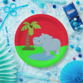 Cute oerwoud safari hippo papieren bordje (Feest)
