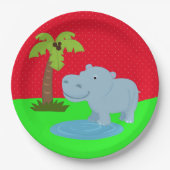 Cute oerwoud safari hippo papieren bordje (Voorkant)