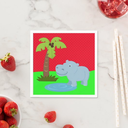 Cute oerwoud safari hippo servetten (Insitu)