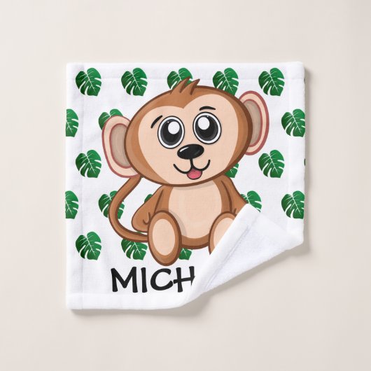 Cute Oerwoud Safari Monkey Animal Kinder Bad Handdoek (Wasdoekje)