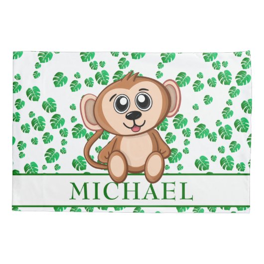 Cute Oerwoud Safari Monkey Animal Kinder Kussensloop (Achterkant)