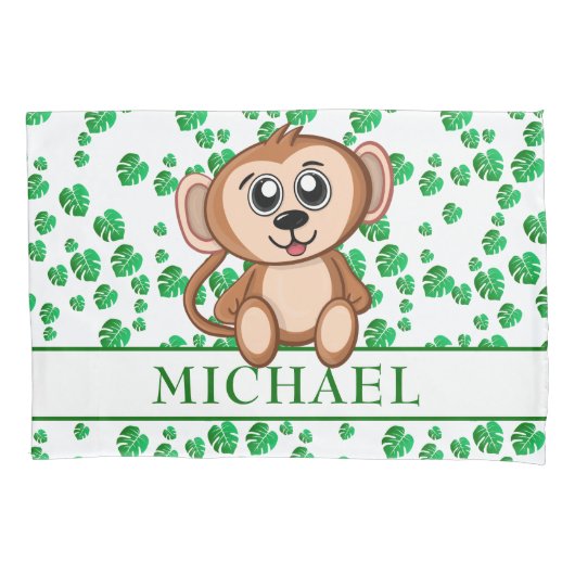 Cute Oerwoud Safari Monkey Animal Kinder Kussensloop (Voorkant)