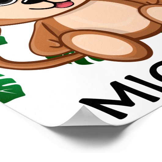 Cute Oerwoud Safari Monkey Animal Kinder Poster (Hoek)