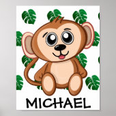 Cute Oerwoud Safari Monkey Animal Kinder Poster (Voorkant)