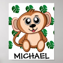 Cute Oerwoud Safari Monkey Animal Kinder Poster