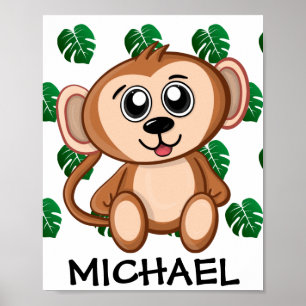 Cute Oerwoud Safari Monkey Animal Kinder Poster
