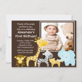 Cute Oerwoud Safari Photo Birthday Invitation Kaart (Voorkant)