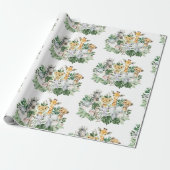 Cute Oerwoud Safari Wild Animals Tropical Greenery Cadeaupapier (Uitgerold)