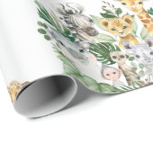 Cute Oerwoud Safari Wild Animals Tropical Greenery Cadeaupapier (Rol Hoek)
