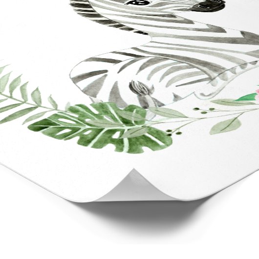 Cute Oerwoud Safari Zebra voor meisje Poster (Hoek)