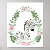 Cute Oerwoud Safari Zebra voor meisje Poster (Voorkant)
