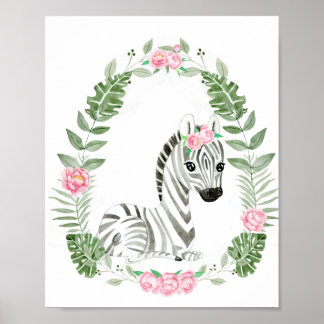 Cute Oerwoud Safari Zebra voor meisje Poster