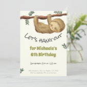 Cute Oerwoud Slothday Party Kaart (Staand voorkant)