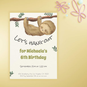 Cute Oerwoud Slothday Party Kaart