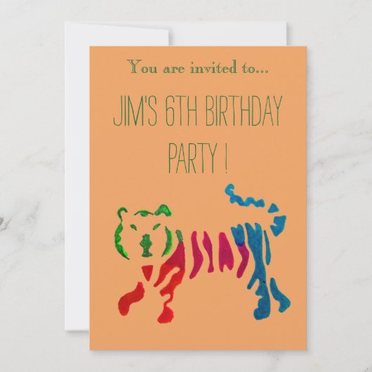 Cute oerwoud tijgerillustratie jongetje verjaardag kaart (Voorkant)