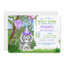 Cute Oerwoud White Tiger Kids Birthday Party