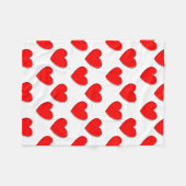Cute Offset Red Heart Patroon Fleece Deken (Voorkant (Horizontaal))