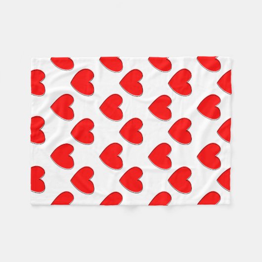 Cute Offset Red Heart Patroon Fleece Deken (Voorkant (Horizontaal))