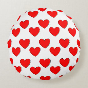 Cute Offset Red Heart Patroon Rond Kussen