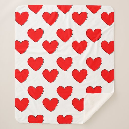 Cute Offset Red Heart Patroon Sherpa Deken (Voorkant)