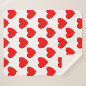 Cute Offset Rode Hart Patroon Sherpa Deken (Voorkant (horizontaal))