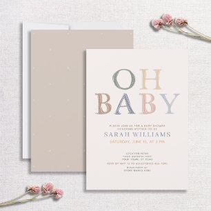 Cute Oh Baby alle kleuren Minimale Baby shower Kaart
