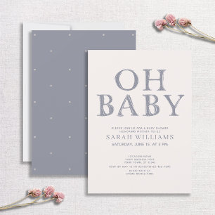 Cute Oh Baby Blue Stippen Minimale Baby shower Kaart