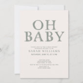 Cute Oh Baby Green Stippen Minimale Baby shower Kaart (Voorkant)