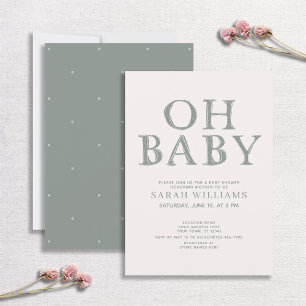 Cute Oh Baby Green Stippen Minimale Baby shower Kaart