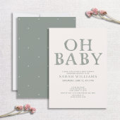 Cute Oh Baby Green Stippen Minimale Baby shower Kaart