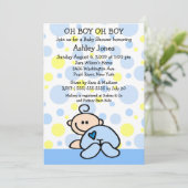 Cute Oh Boy Baby Shower Invitations Kaart (Staand voorkant)