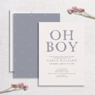 Cute Oh Boy Blue Stippen Minimale Baby shower Kaart