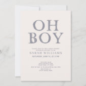 Cute Oh Boy Blue Stippen Minimale Baby shower Kaart (Voorkant)