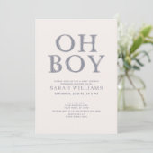 Cute Oh Boy Blue Stippen Minimale Baby shower Kaart (Staand voorkant)