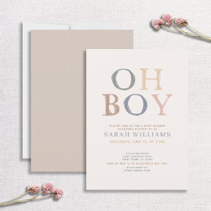 Cute Oh Boy Colorful Minimal Baby shower Kaart