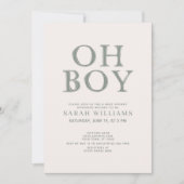 Cute Oh Boy Green Stippen Minimale Baby shower Kaart (Voorkant)