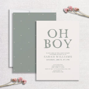 Cute Oh Boy Green Stippen Minimale Baby shower Kaart