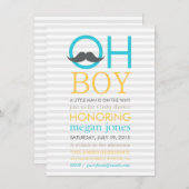 Cute Oh Boy Mustache Baby Shower Invitations Kaart (Voorkant / Achterkant)
