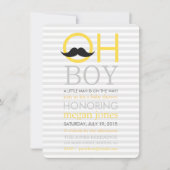 Cute Oh Boy Mustache Baby Shower Invitations Kaart (Voorkant)