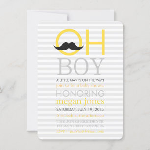 Cute Oh Boy Mustache Baby Shower Invitations Kaart
