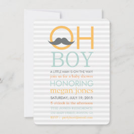 Cute Oh Boy Mustache Baby Shower Invitations Kaart