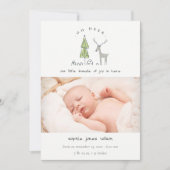 Cute Oh Deer Minimal Photo Geboorteaankondiging Bedankkaart (Voorkant)