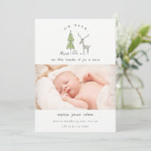 Cute Oh Deer Minimal Photo Geboorteaankondiging Bedankkaart (Staand voorkant)