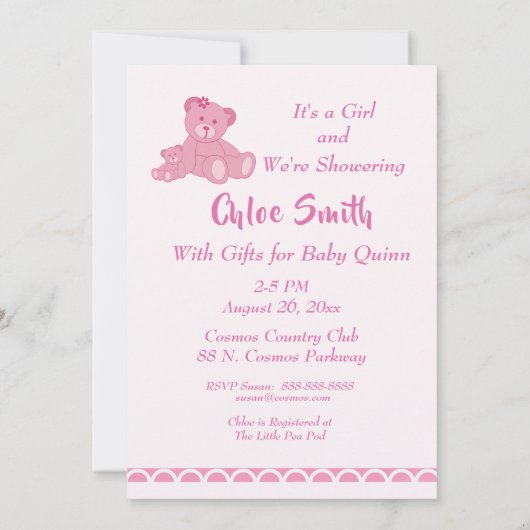 Cute "Oh Girl" Baby Carriage Baby shower Kaart (Achterkant)