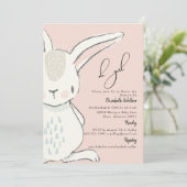 Cute Oh Girl Cute Rabbit Pink Baby shower Kaart (Staand voorkant)