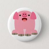 Cute Oinking Cartoon Pig Button Badge (Voorkant)