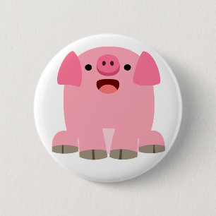Cute Oinking Cartoon Pig Button Badge